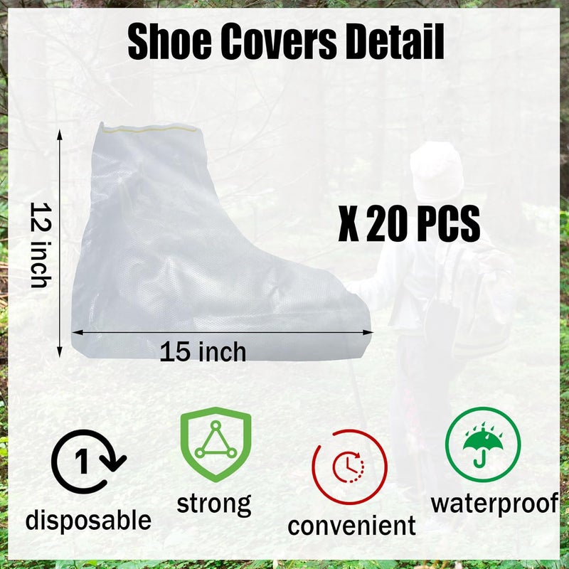 Aogigigio 20Pcs Rain Covers for Shoe Clear - Waterproof Disposable Plastic Clear Heavy Duty Shoe Covers for Men and Women - Image 3